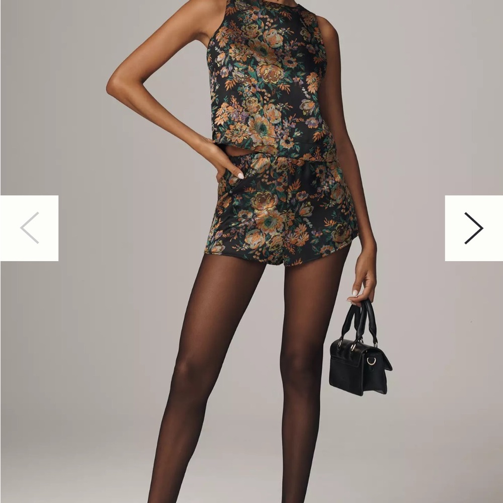 Anthropologie Black Floral High Waist Shorts